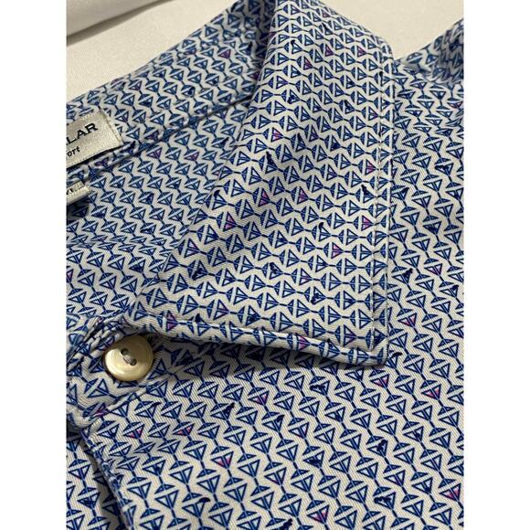 Peter Millar Polo Shirt Size 2XL Light Blue Patterned Summer Comfort Golf Style - Picture 8 of 10